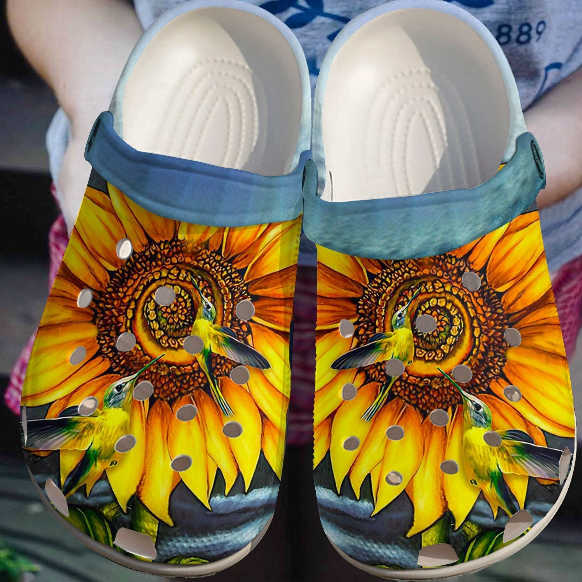 Humming Bird Sunflower Shoes - To The Sun clogs Birthday Gift For Wife