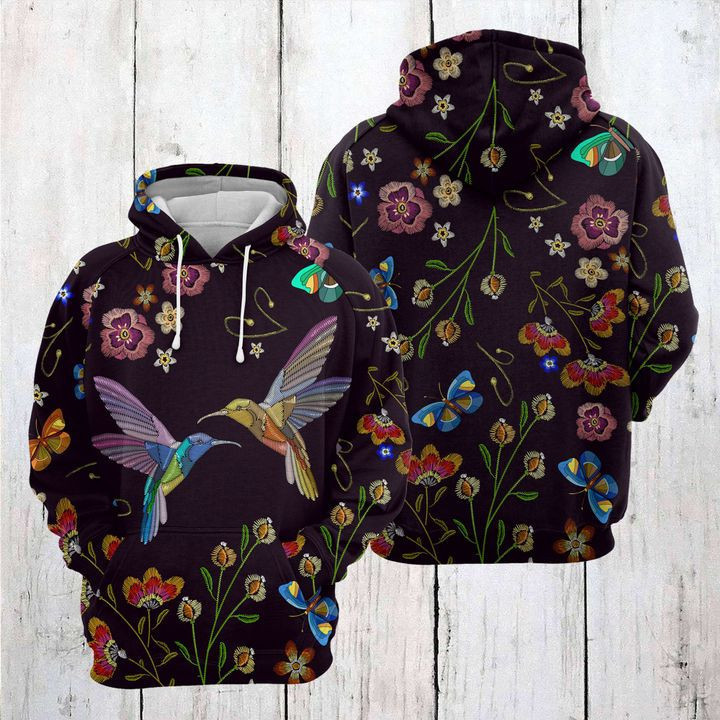 Hummingbird Garden 3D All Over Print Hoodie, Zip Hoodie