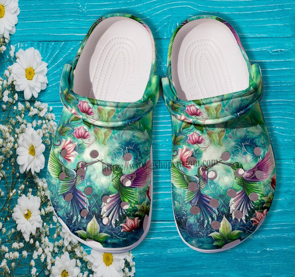 Hummingbird Mystery Green Croc Shoes Gift Mother- Hummingbird Mom Miracle Flower Shoes Croc Clogs