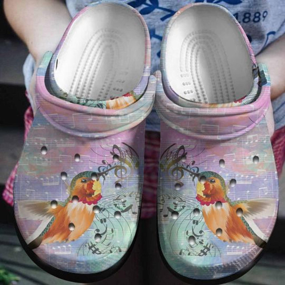 Hummingbird With Staves Rubber clog Shoes Comfy Footwear