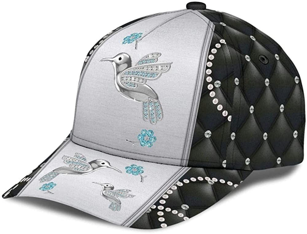 Hummingbirds Sparkling Glitter Black Gray 3D Printed Unisex Hat Classic Cap, Snapback Cap, Baseball Cap Trucker Hats Custom Hats Gifts For Men & Women