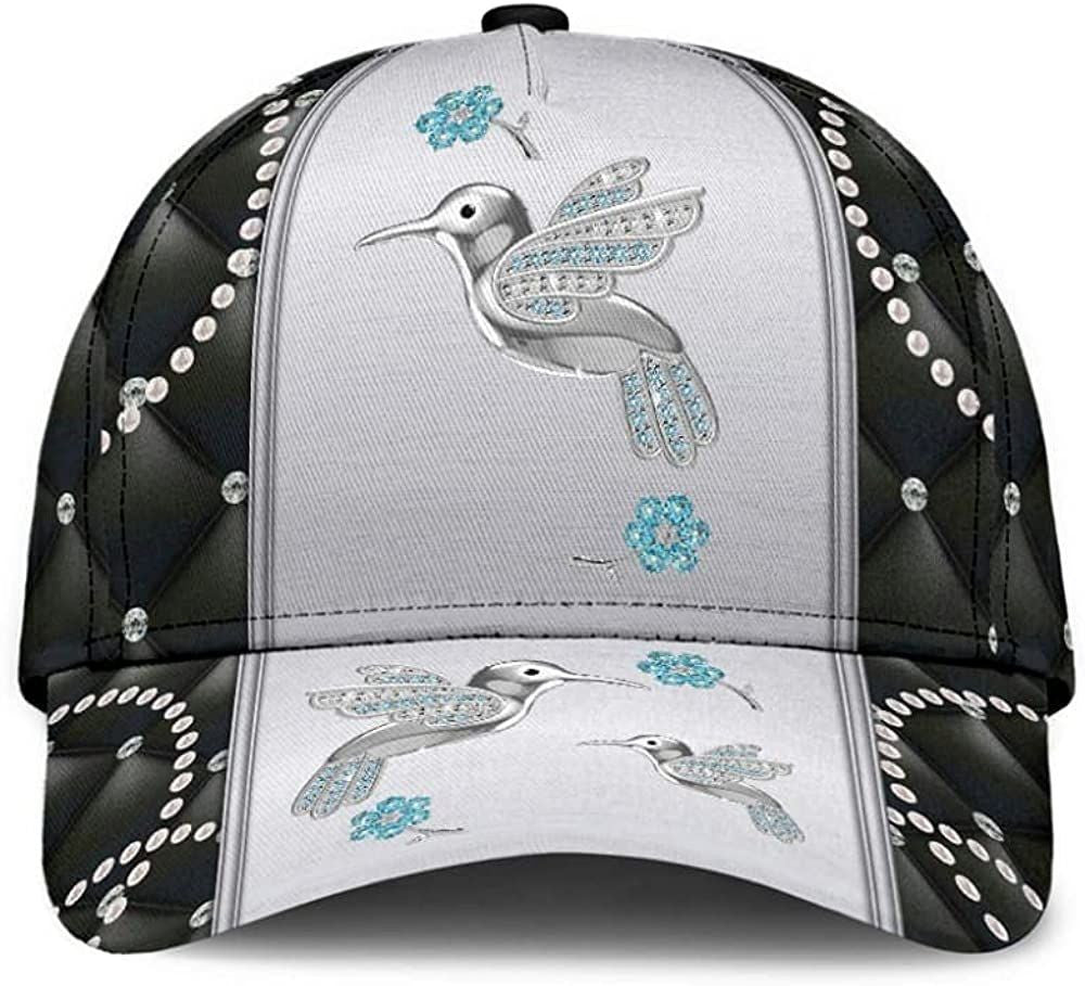 Hummingbirds Sparkling Glitter Black Gray 3D Printed Unisex Hat Classic Cap, Snapback Cap, Baseball Cap Trucker Hats Custom Hats Gifts For Men & Women
