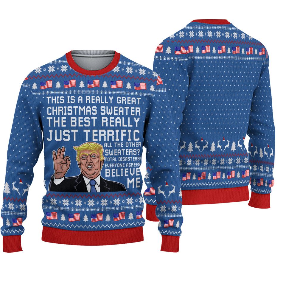 Humorous Trump Ugly Christmas Sweater, Trump This