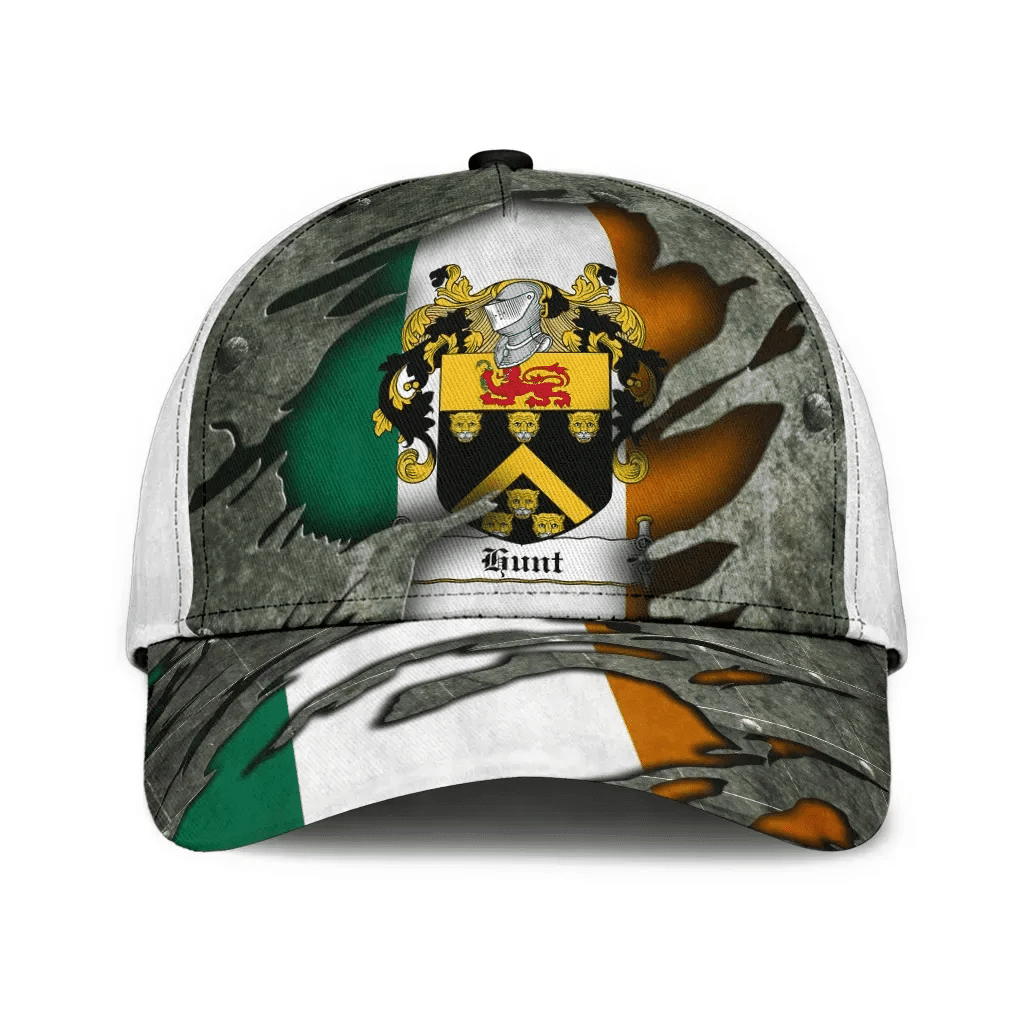 Hunt Coat Of Arms - Irish Family Crest Hat Classic Cap 3D Trucker Hats Custom Hats Gifts For Men & Women