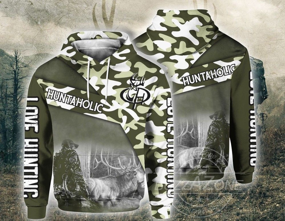 Huntaholic Love Hunting 3D All Over Print Hoodie, Zip Hoodie
