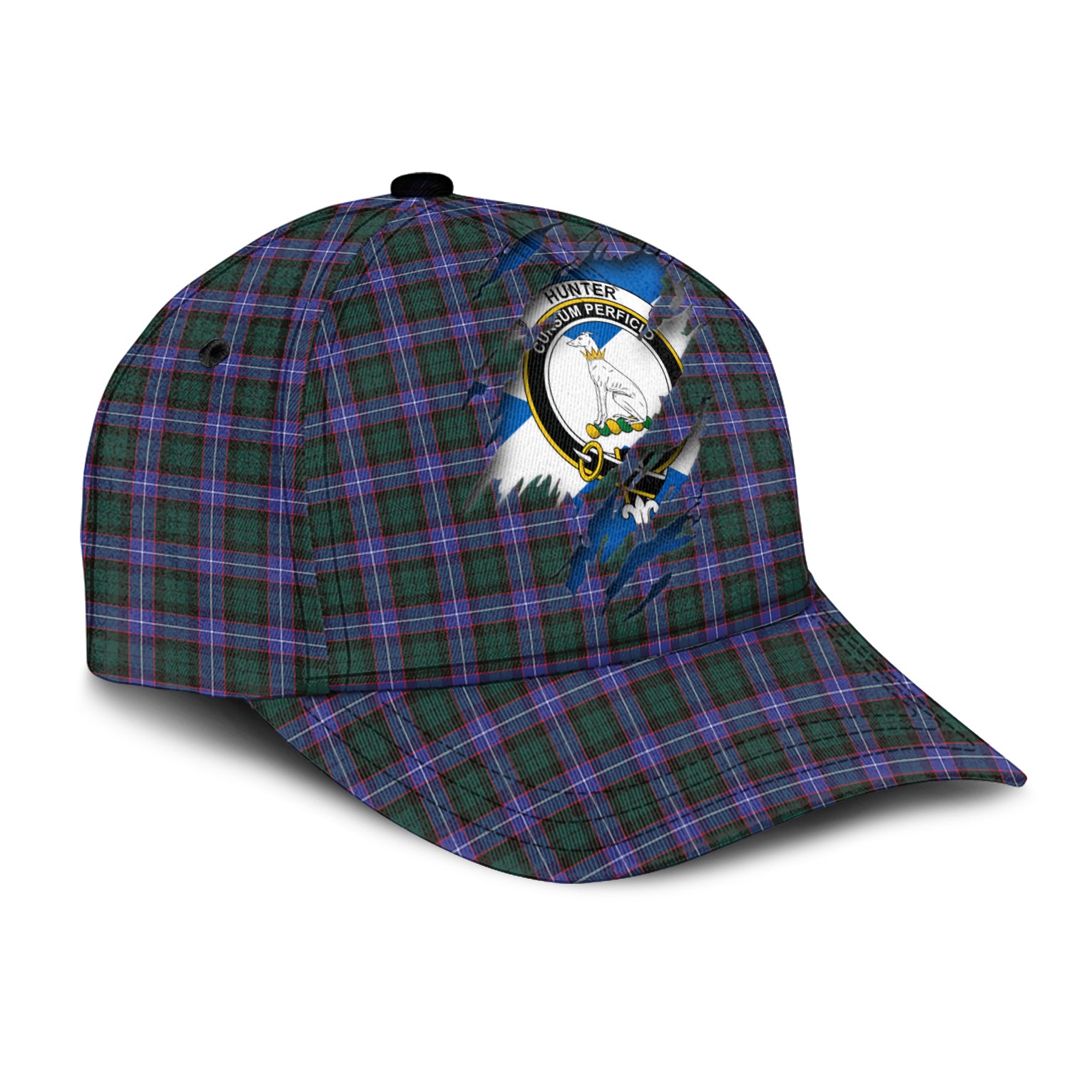 Hunter Modern Tartan Plaid Cap, Family Crest In Me Style Tartan Baseball Cap TS23