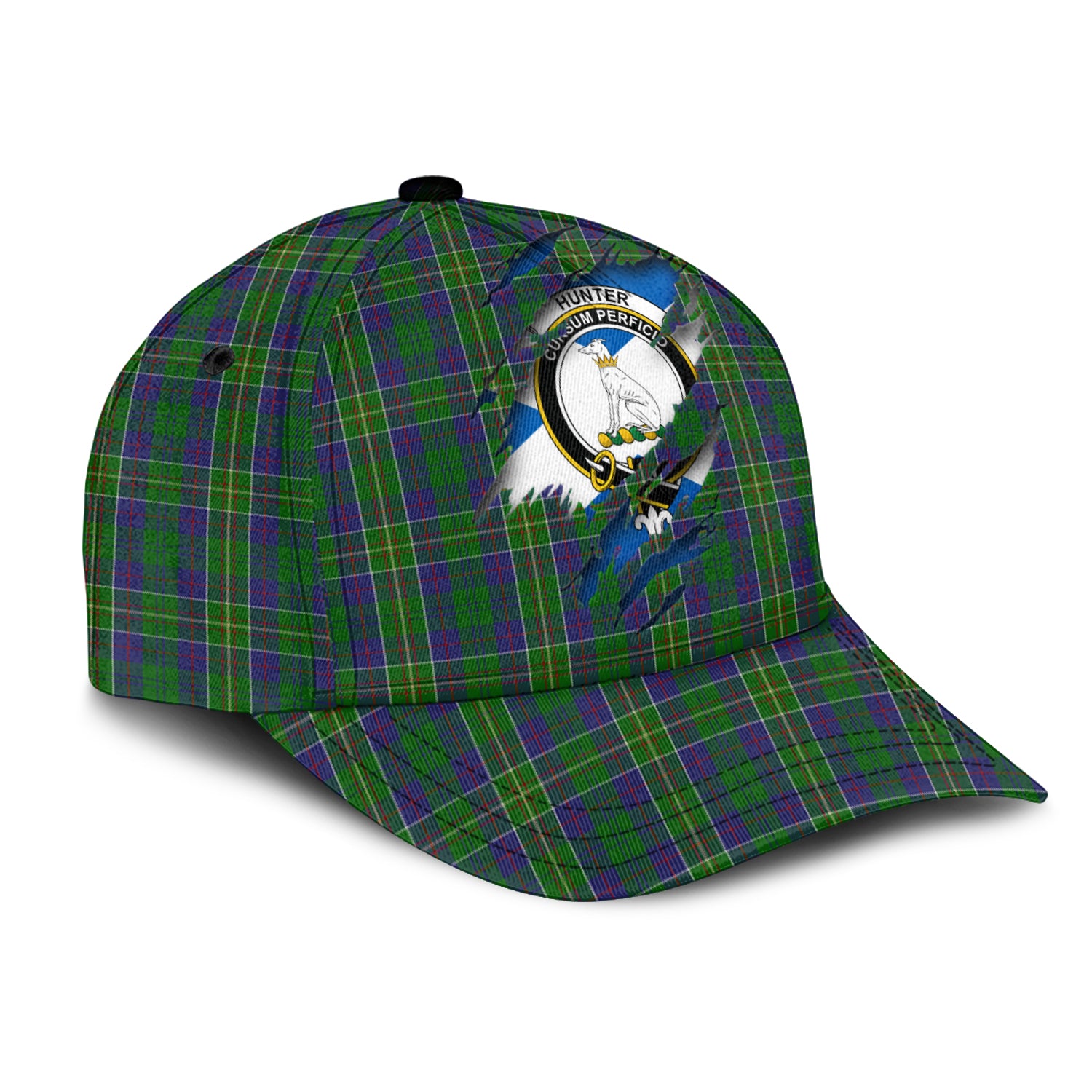 Hunter of Hunterston Tartan Plaid Cap, Family Crest In Me Style Tartan Baseball Cap TS23