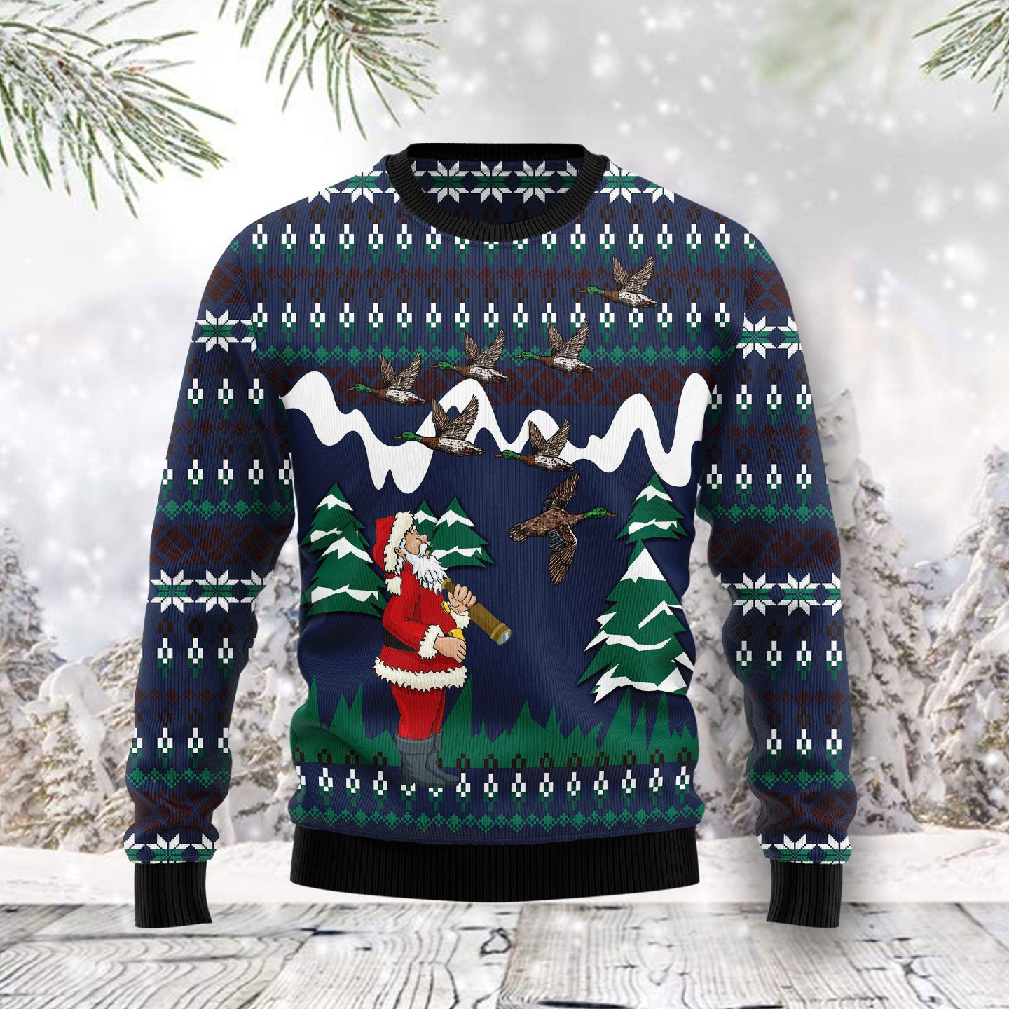 Hunting Duck Ugly Christmas Sweater Adult 3D Funny Matching for family