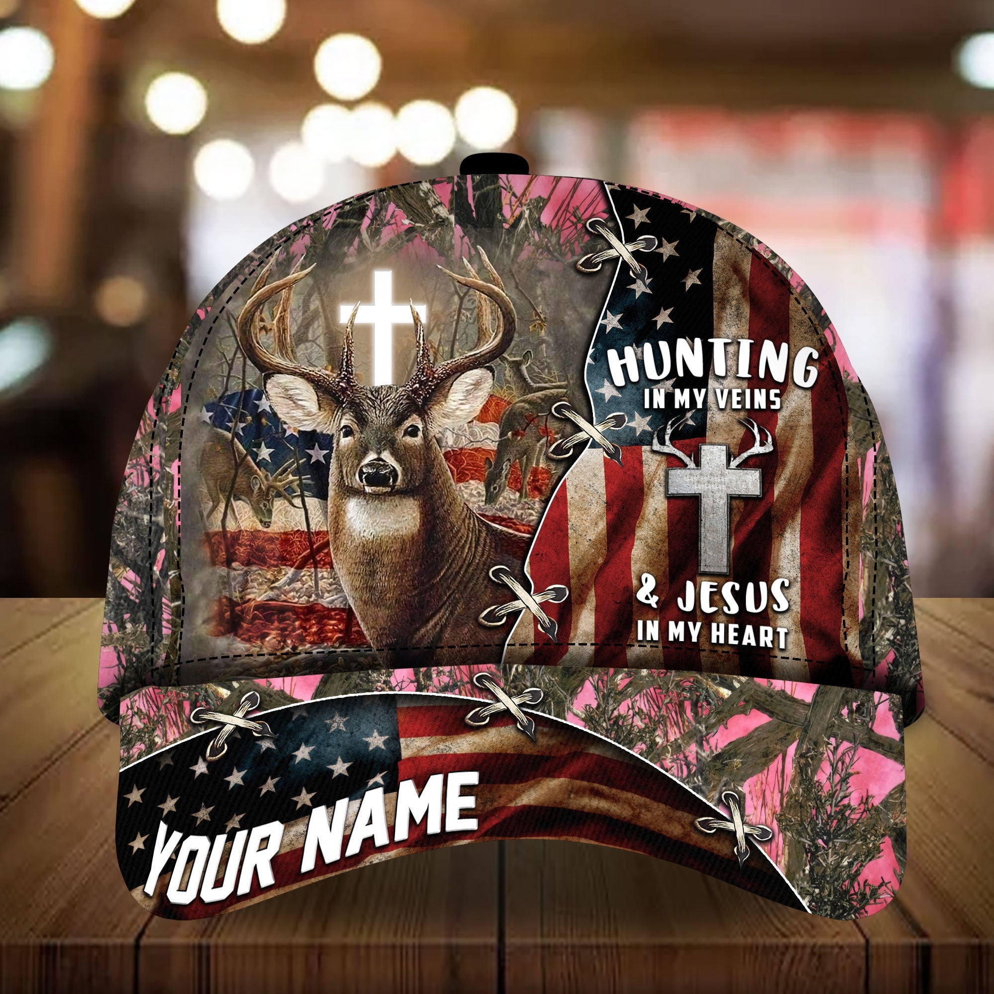 Hunting In My Veins Deer Hunting Cap Multicolor Personalized Trucker Hats Custom Hats Gifts For Men & Women