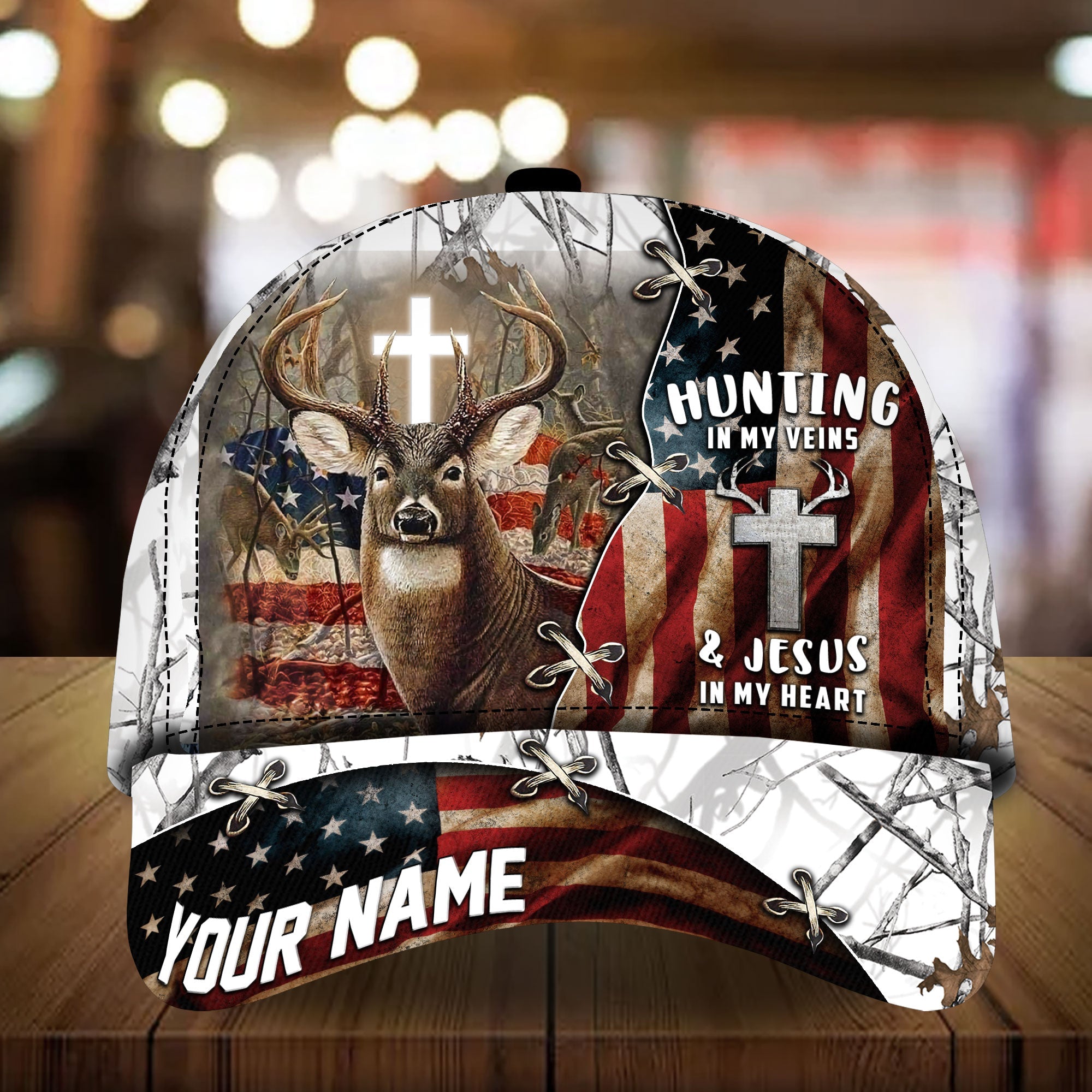Hunting In My Veins Deer Hunting Cap Multicolor Personalized Trucker Hats Custom Hats Gifts For Men & Women