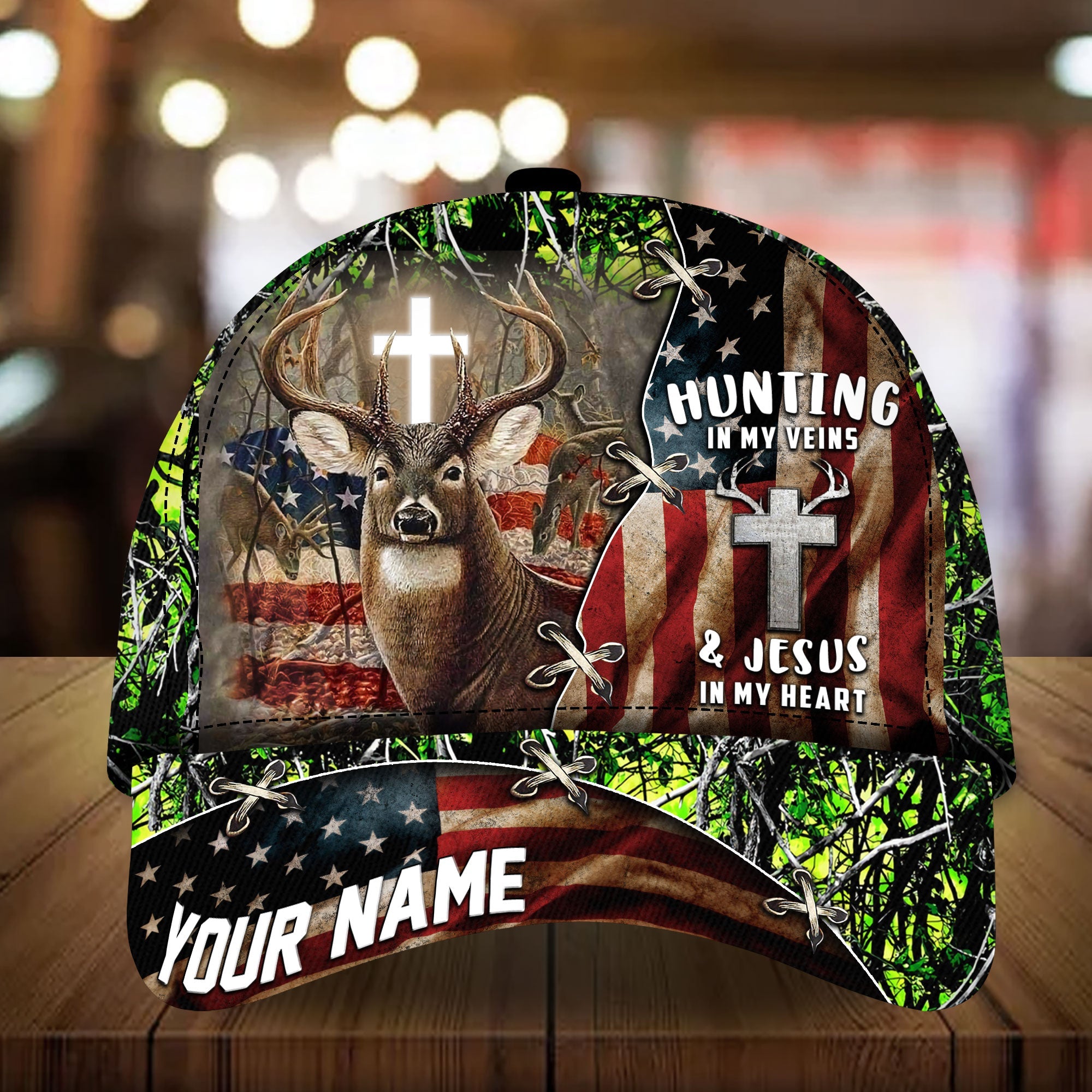 Hunting In My Veins Deer Hunting Cap Multicolor Personalized Trucker Hats Custom Hats Gifts For Men & Women