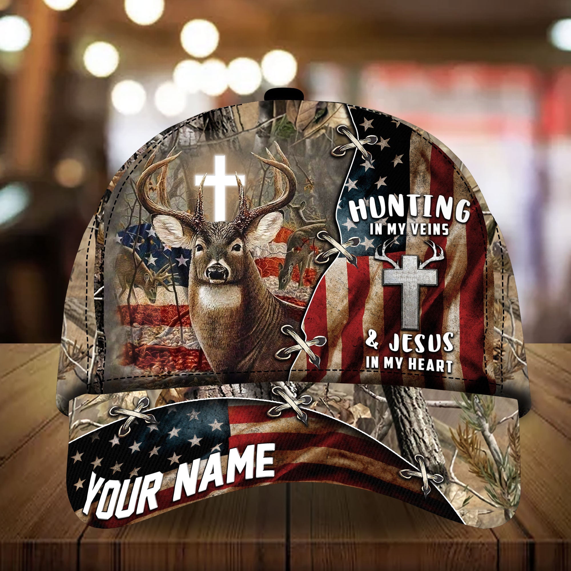 Hunting In My Veins Deer Hunting Cap Multicolor Personalized Trucker Hats Custom Hats Gifts For Men & Women