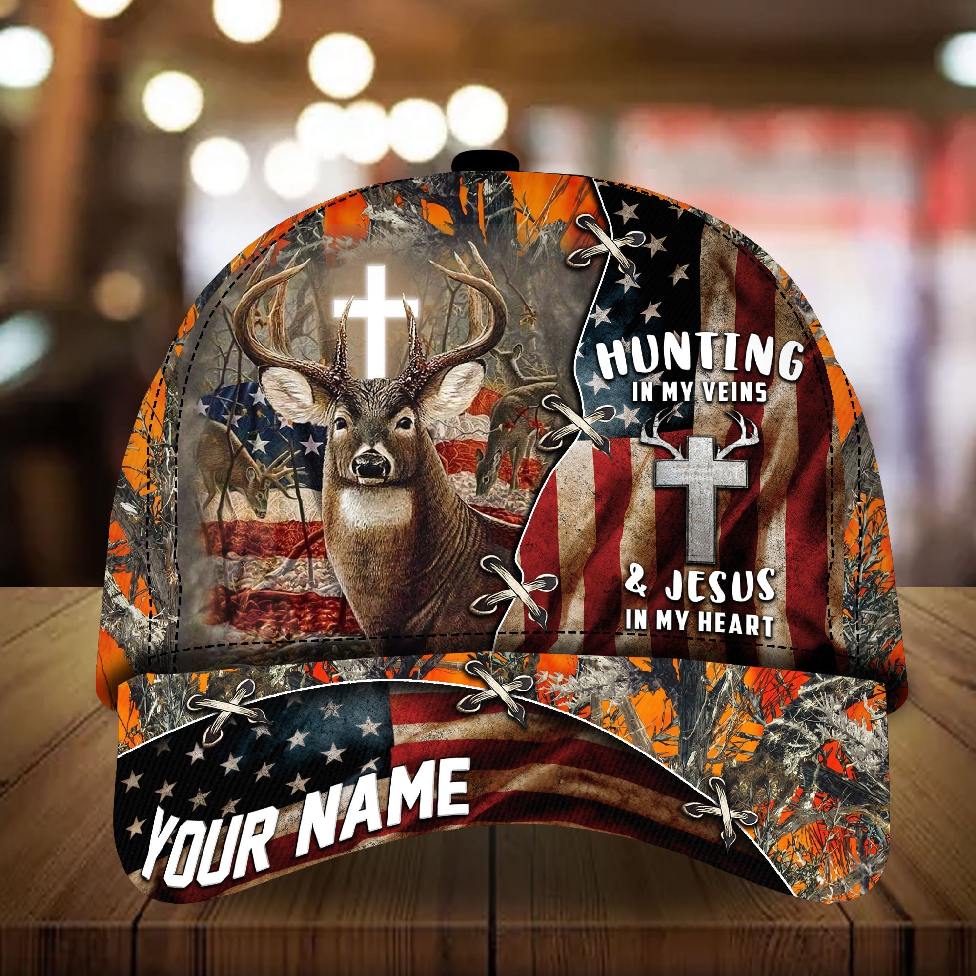 Hunting In My Veins Deer Hunting Cap Multicolor Personalized Trucker Hats Custom Hats Gifts For Men & Women