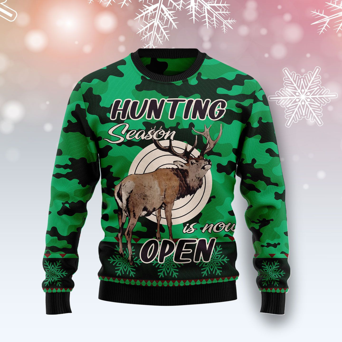 Hunting Season Ugly Christmas Sweater Adult 3D Funny Matching for family