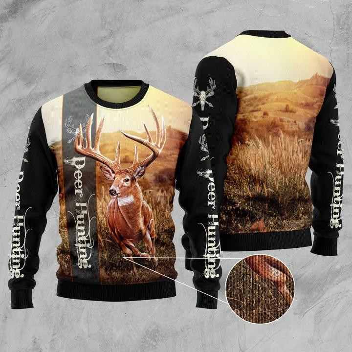 Hunting Ugly Christmas Sweater Adult 3D Funny Matching for family