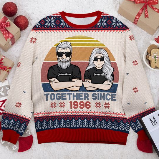 Husband & Wife Together Forever - Gift For Couples, Personalized Unisex Ugly Christmas Sweatshirt - Image 3