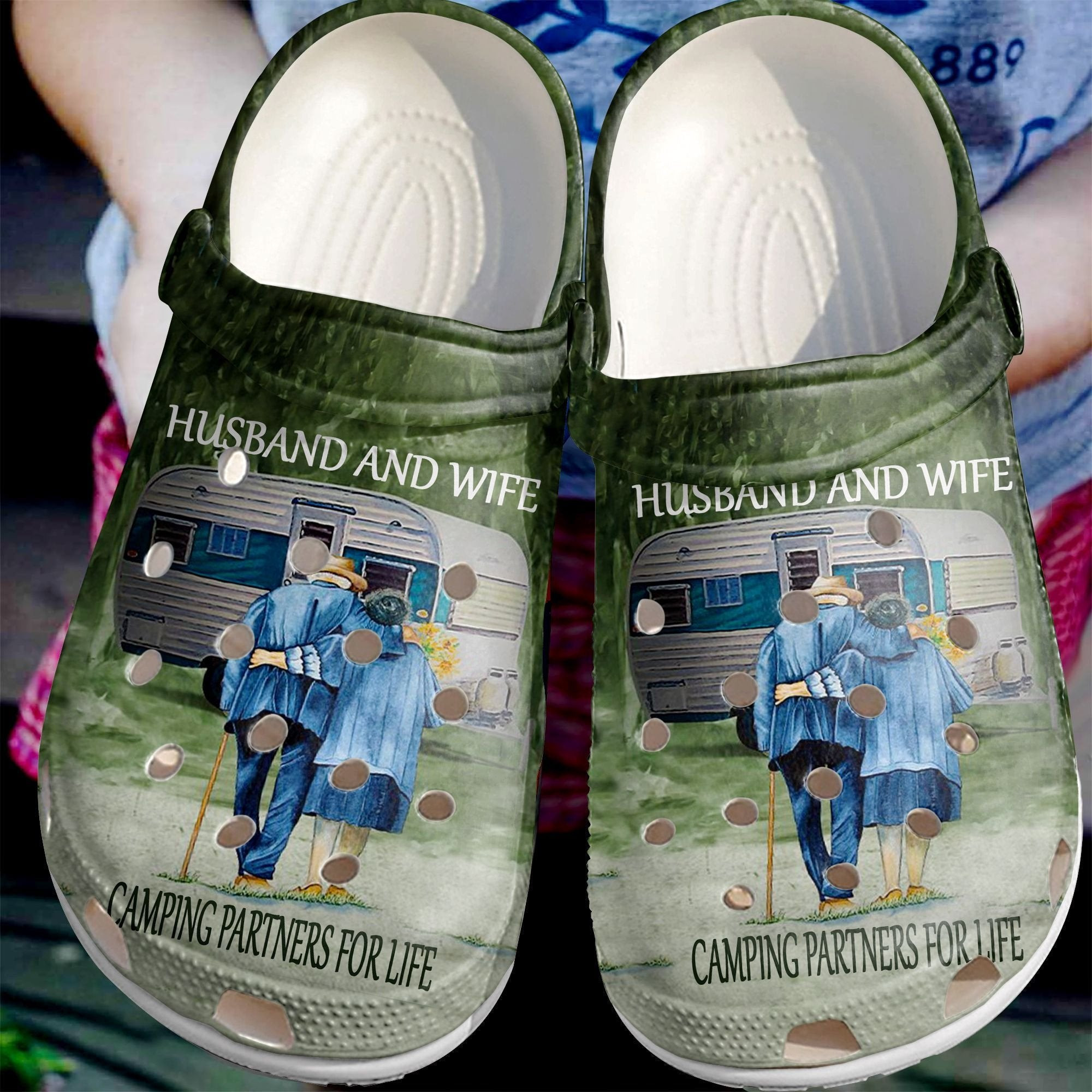 Husband And Wife Shoes - Camping Partners For Life clogs Gift For Couple