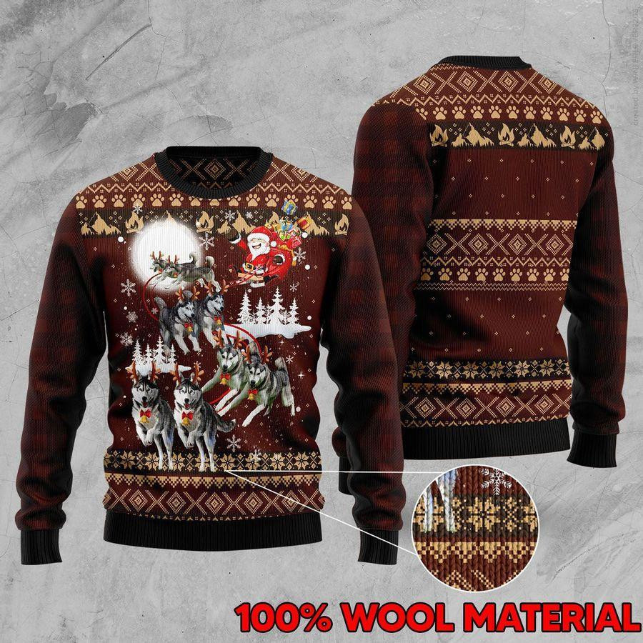 Husky Dog Ugly Christmas Sweater Adult 3D Funny Matching for family