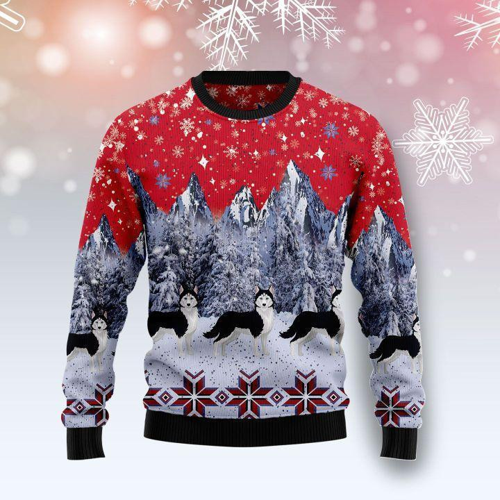 Husky Snow Ugly Christmas Sweater Adult 3D Funny Matching for family