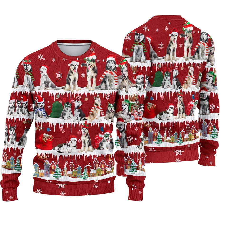 Husky Ugly Christmas Ugly Sweater