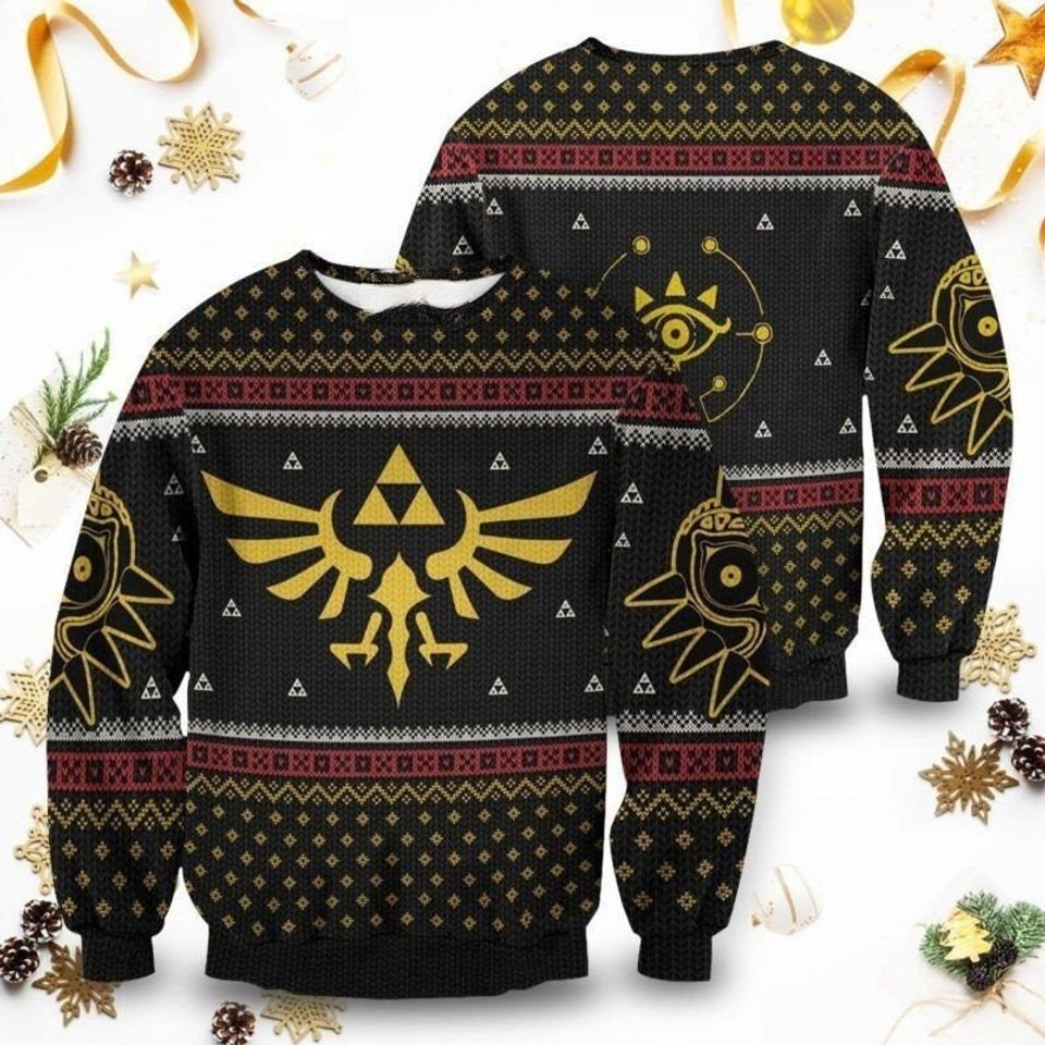 Hylian Shield Inspired Ugly Xmas Shirt, Game Icon Sweater