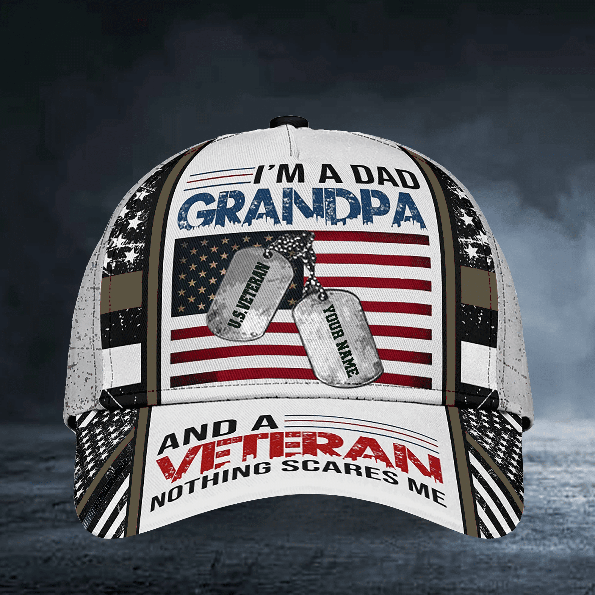 I Am A Dad Grandpa And A Veteran Nothing Scares Me Multicolor Veteran Cap 3D Printed Trucker Hats Custom Hats Gifts For Men & Women