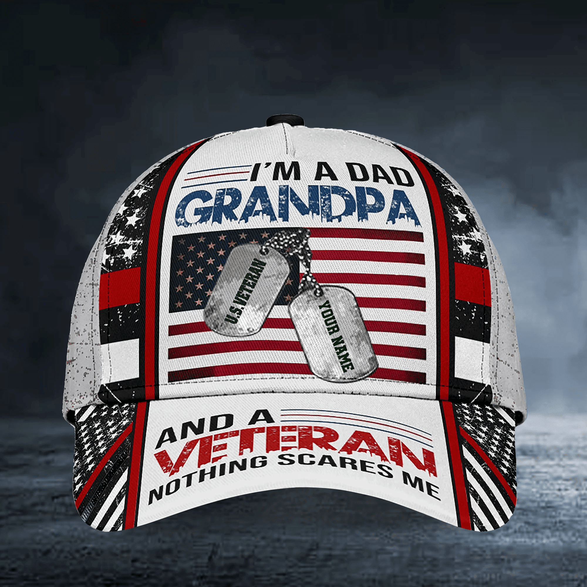 I Am A Dad Grandpa And A Veteran Nothing Scares Me Multicolor Veteran Cap 3D Printed Trucker Hats Custom Hats Gifts For Men & Women