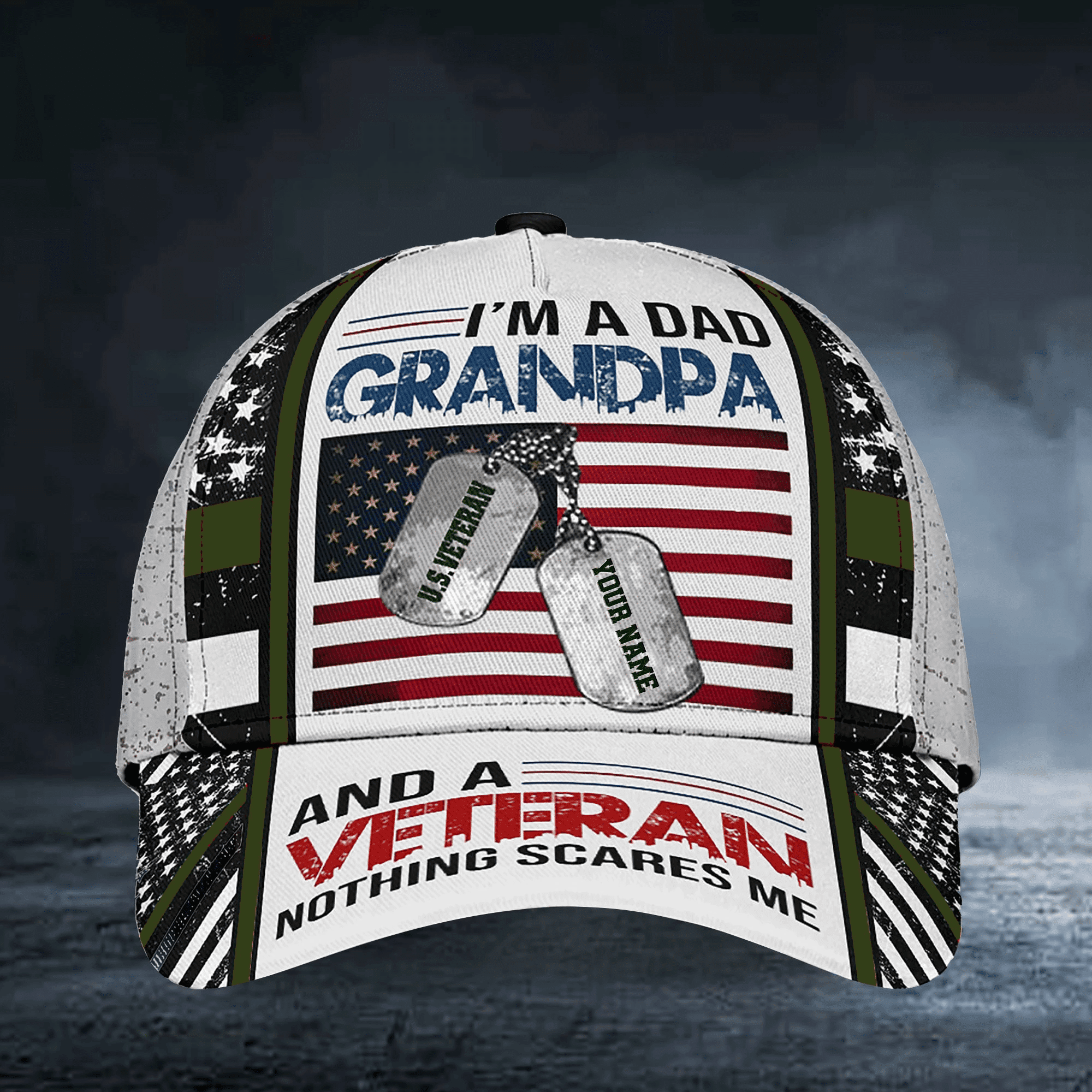 I Am A Dad Grandpa And A Veteran Nothing Scares Me Multicolor Veteran Cap 3D Printed Trucker Hats Custom Hats Gifts For Men & Women