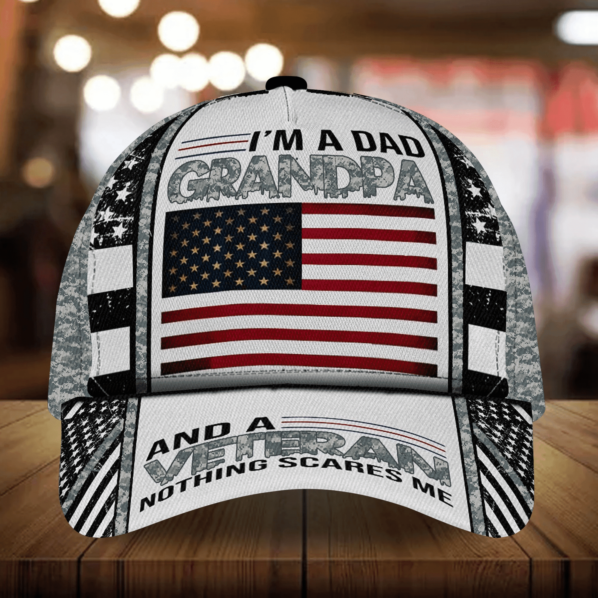 I Am A Dad Grandpa And A Veteran Nothing Scares Me Multicolor Veteran Cap 3D Printed Camo Cap Trucker Hats Custom Hats Gifts For Men & Women