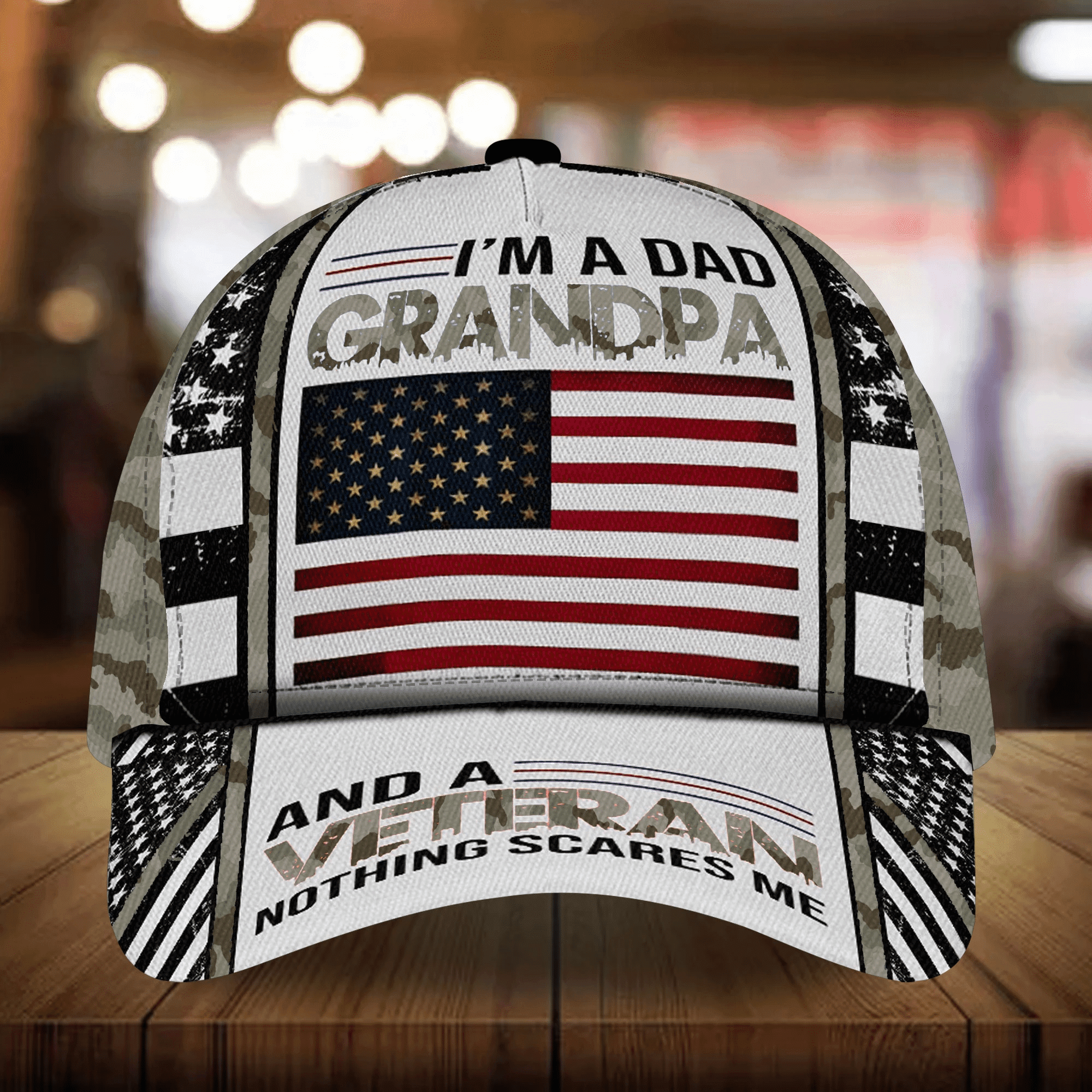 I Am A Dad Grandpa And A Veteran Nothing Scares Me Multicolor Veteran Cap 3D Printed Camo Cap Trucker Hats Custom Hats Gifts For Men & Women