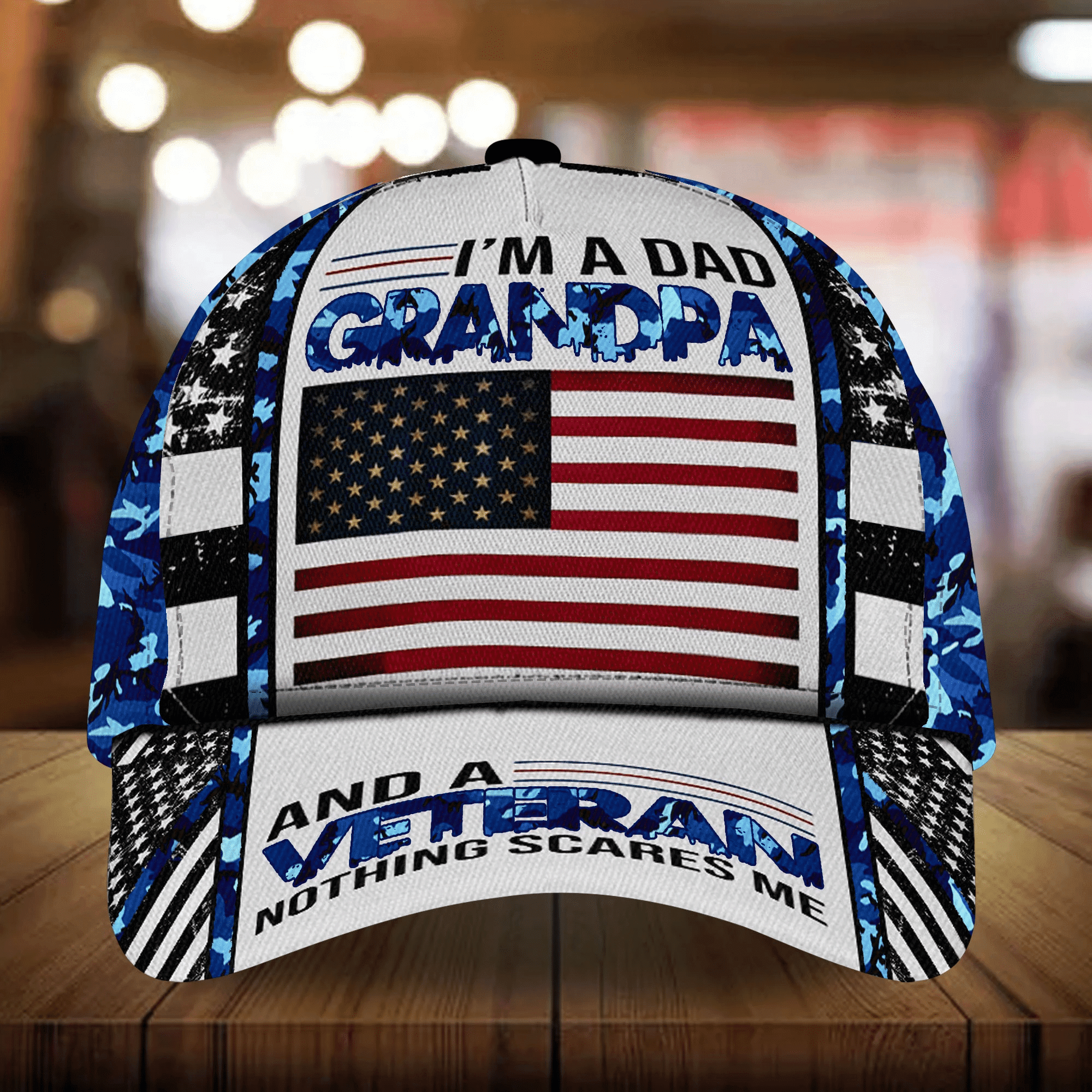 I Am A Dad Grandpa And A Veteran Nothing Scares Me Multicolor Veteran Cap 3D Printed Camo Cap Trucker Hats Custom Hats Gifts For Men & Women