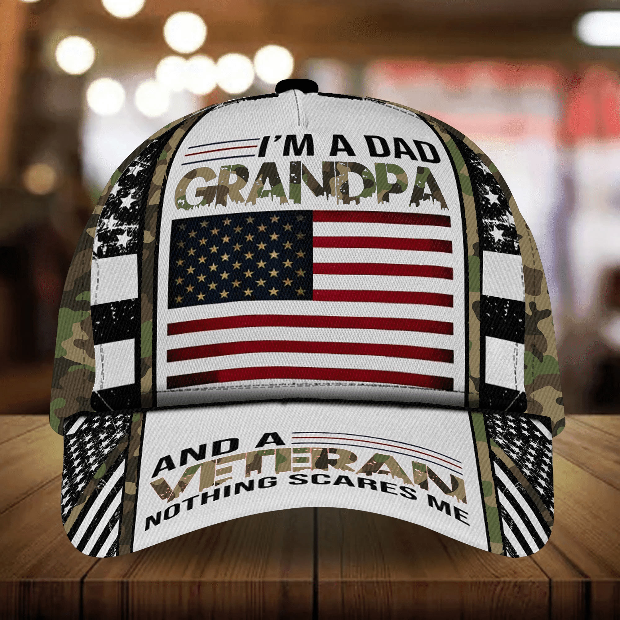 I Am A Dad Grandpa And A Veteran Nothing Scares Me Multicolor Veteran Cap 3D Printed Camo Cap Trucker Hats Custom Hats Gifts For Men & Women