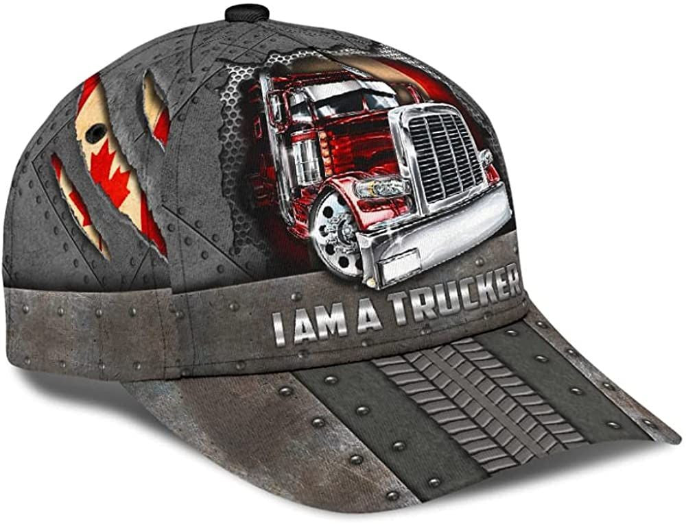 I Am A Trucker Canada Flag Attractive Style 3D Printed Unisex Hat Classic Cap, Snapback Cap, Baseball Cap Trucker Hats Custom Hats Gifts For Men & Women
