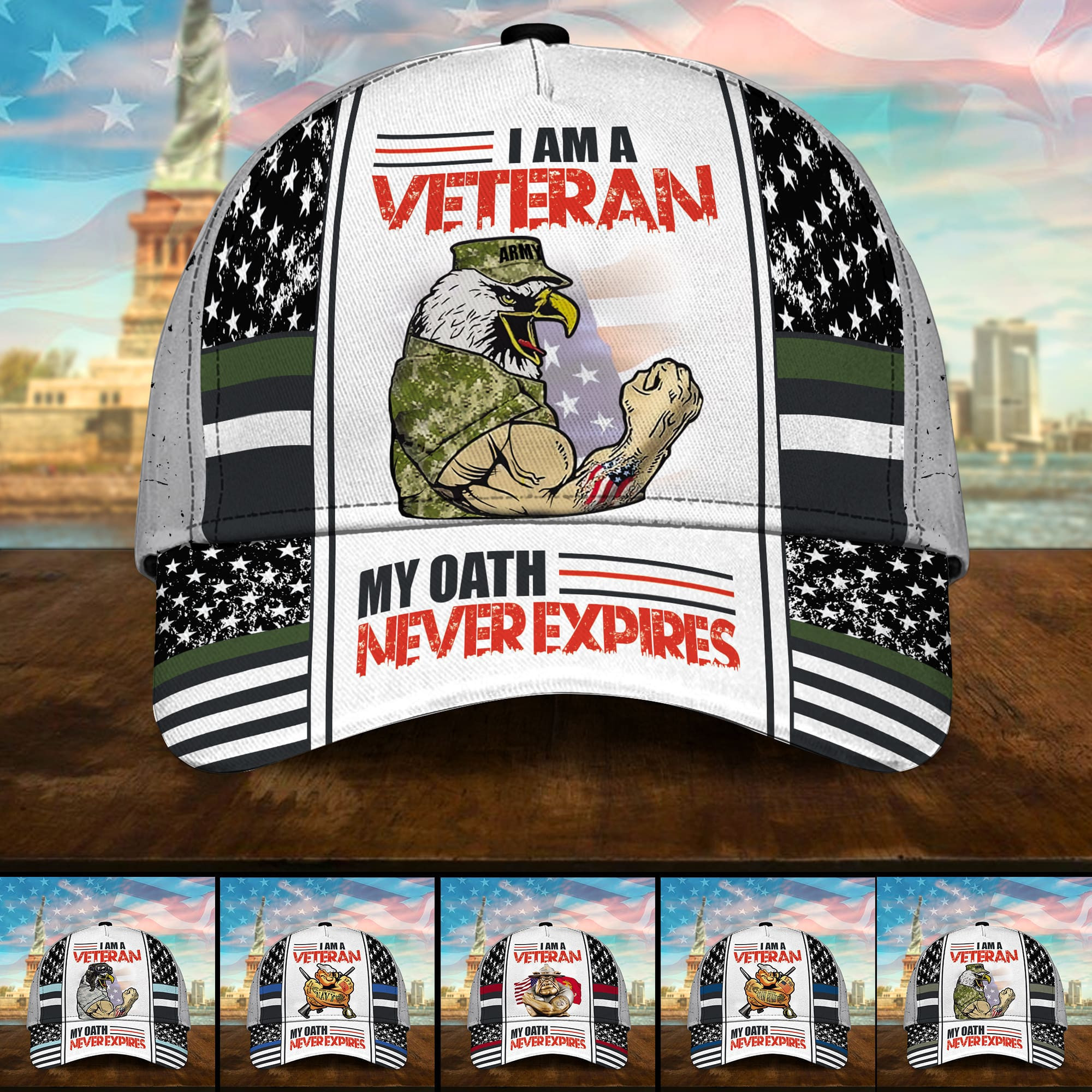 I Am A Veteran My Oath Never Expries Multiservice U.S Veteran Cap 3D Printed Trucker Hats Custom Hats Gifts For Men & Women