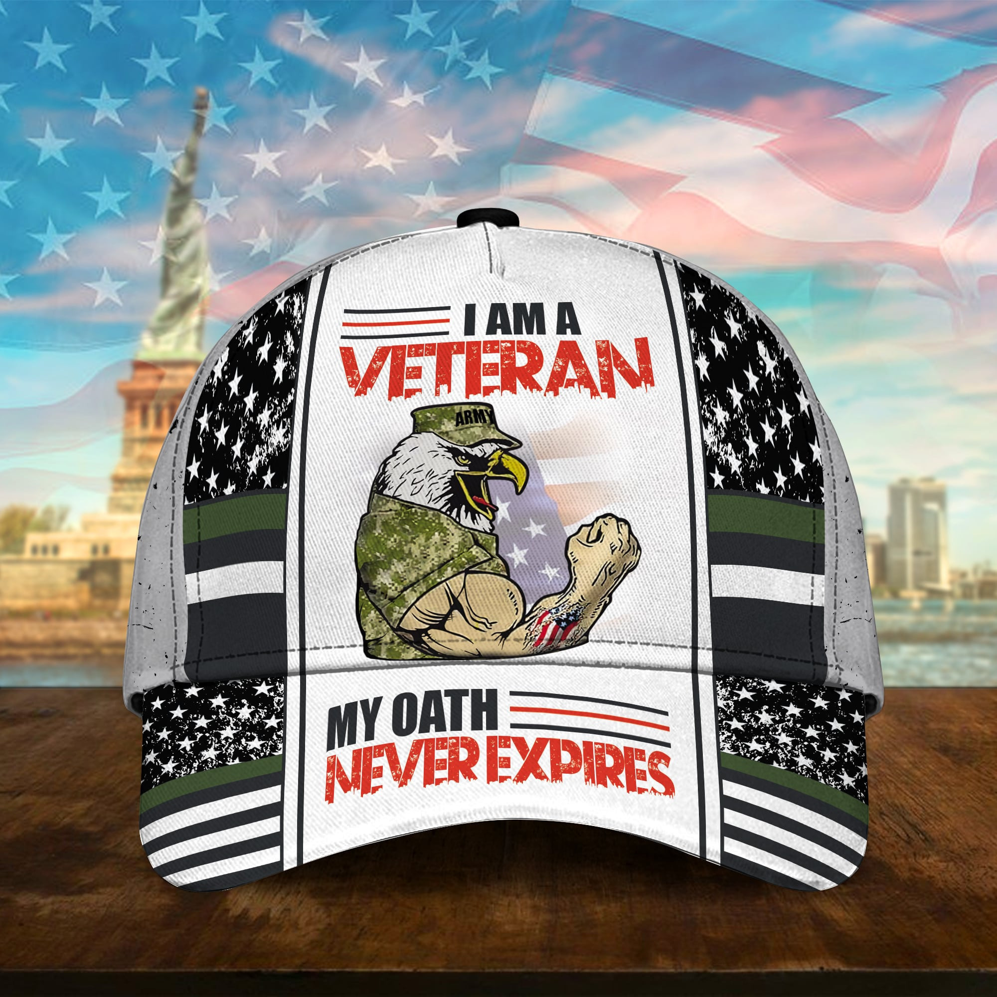 I Am A Veteran My Oath Never Expries Multiservice U.S Veteran Cap 3D Printed Trucker Hats Custom Hats Gifts For Men & Women