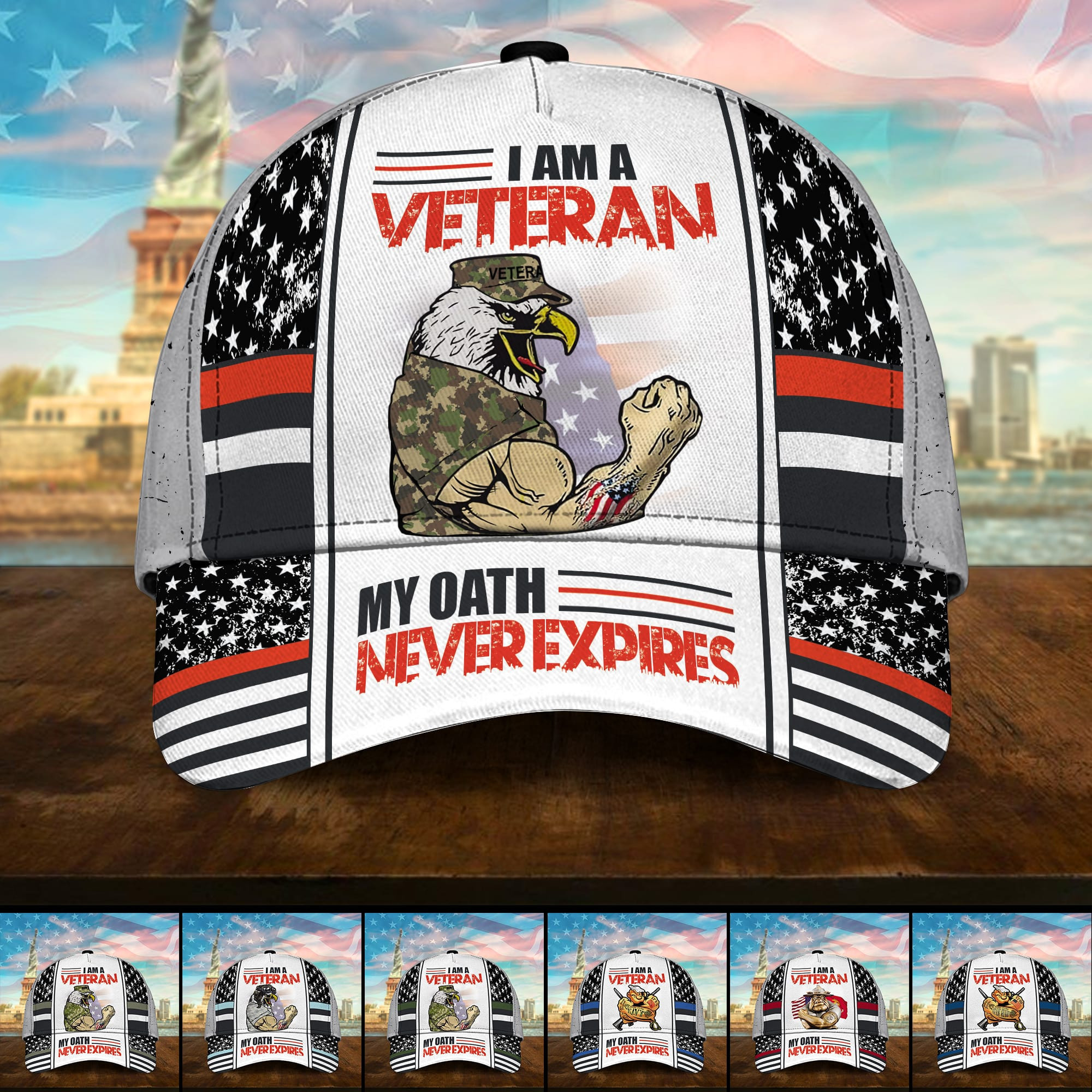 I Am A Veteran My Oath Never Expries Multiservice U.S Veteran Cap 3D Printed Trucker Hats Custom Hats Gifts For Men & Women