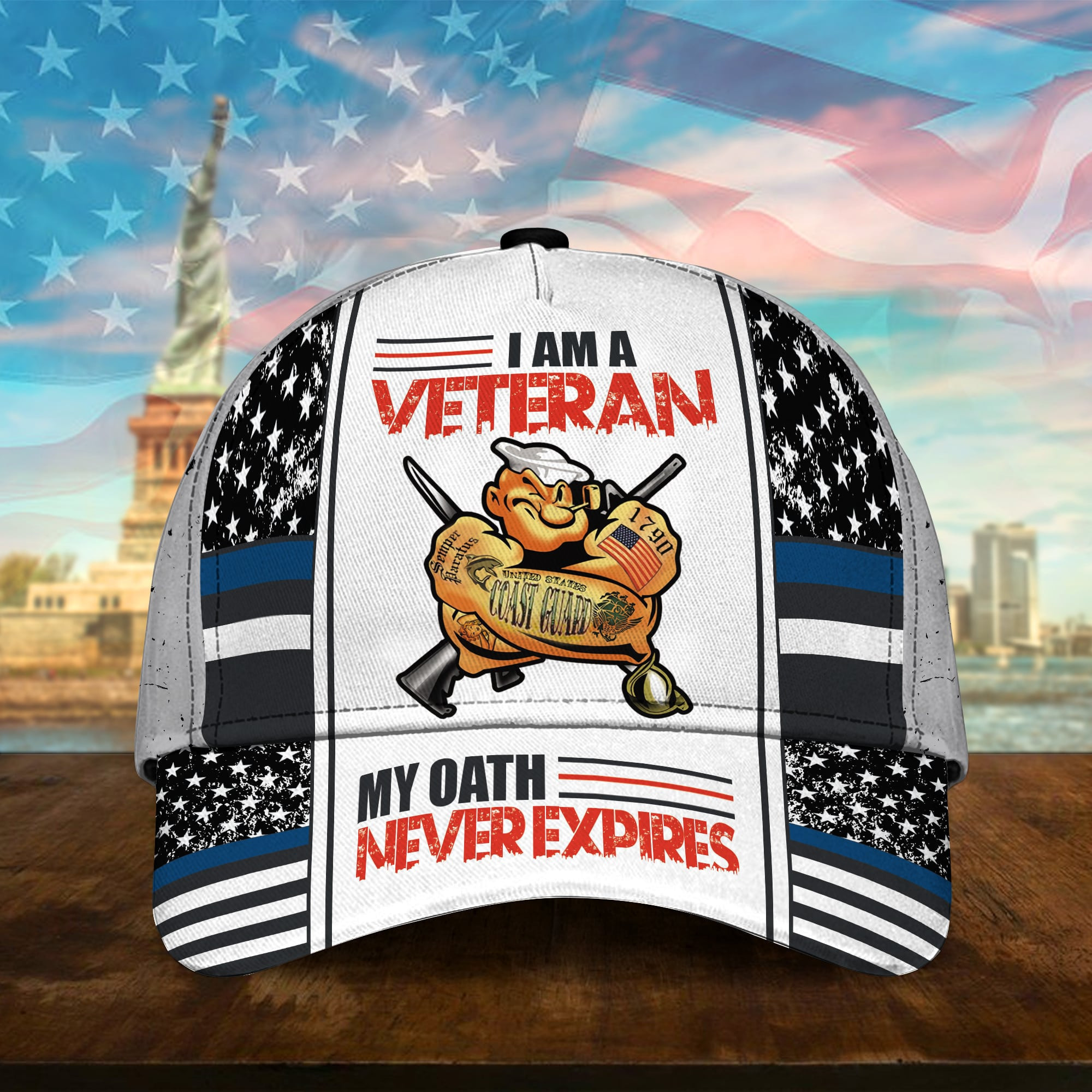 I Am A Veteran My Oath Never Expries U.S Coast Guard Veteran Cap 3D Printed Trucker Hats Custom Hats Gifts For Men & Women