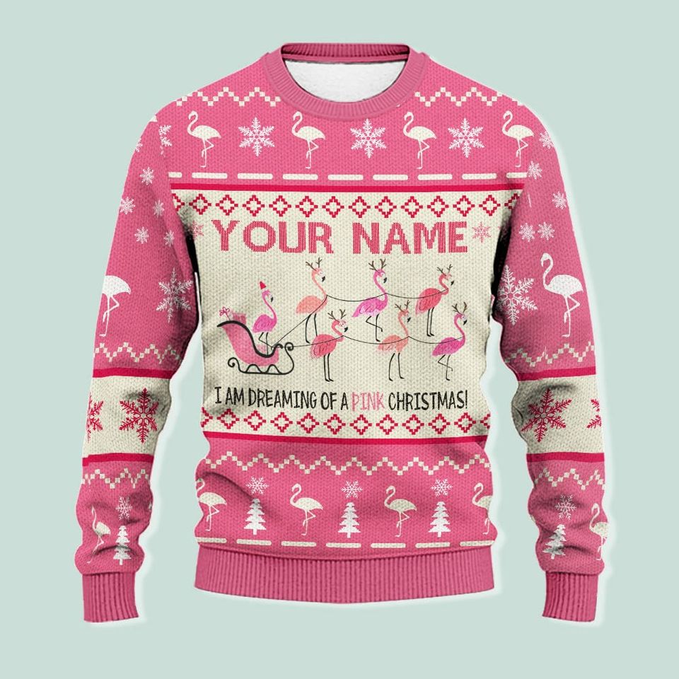 I Am Dreaming Of Pink Christmas Holiday AOP Ugly Sweater