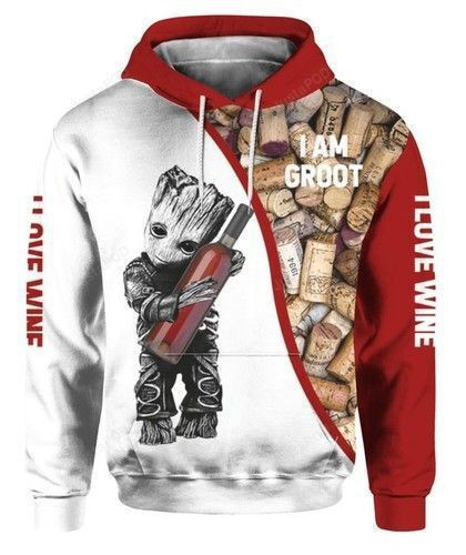 I Am Groot I Love Wine 3D All Over Print Hoodie, Zip Hoodie