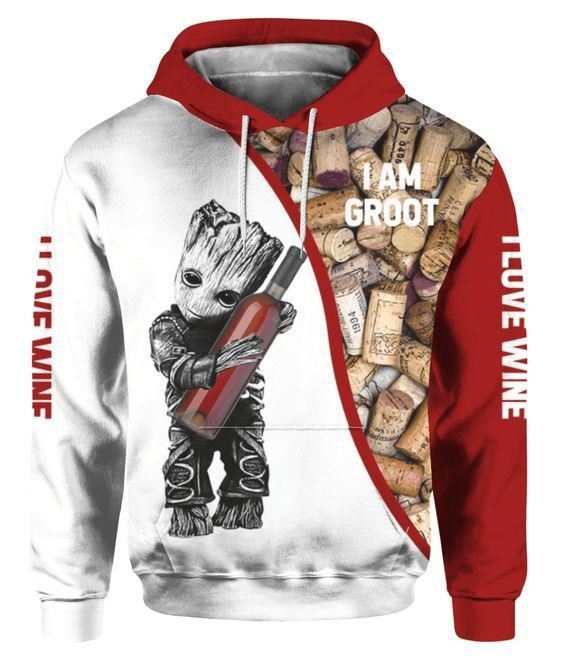 I Am Groot I Love Wine 3D All Over Print Hoodie, Zip Hoodie
