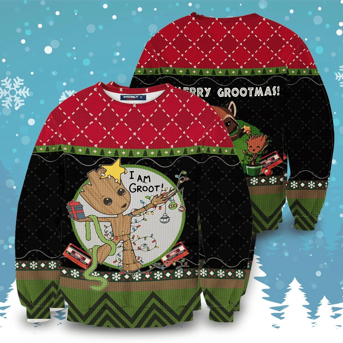 I Am Groot Ugly Christmas Sweater Adult 3D Funny Matching for family
