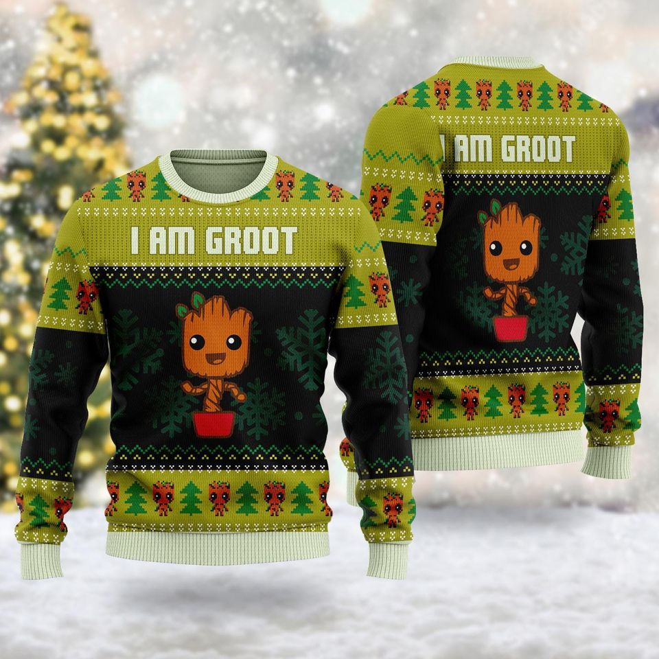 I Am Grootmas Ugly Christmas Sweater, Galaxy Guardians Character Xmas