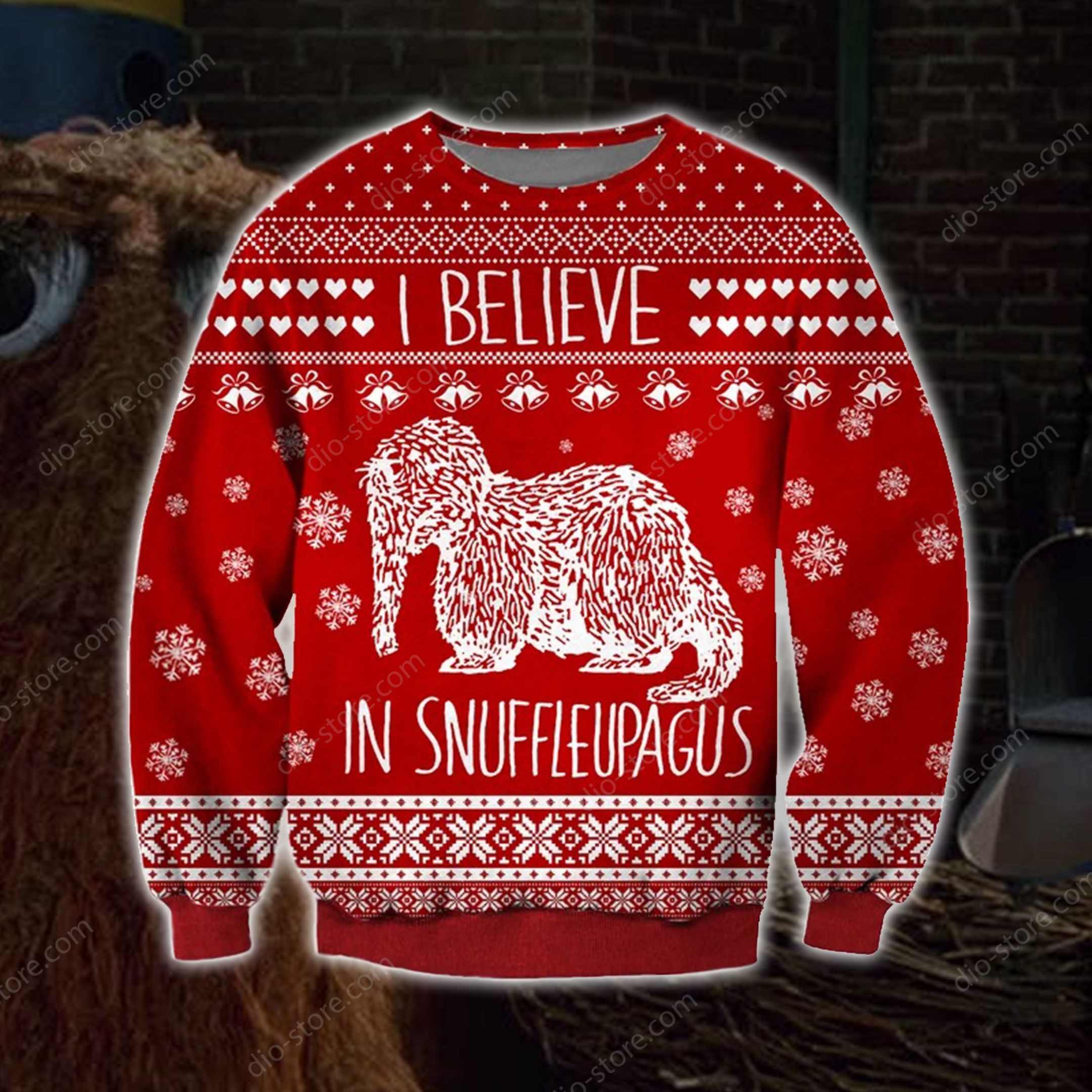 I Believe In Snuffleupagus Ugly Christmas Sweater Adult 3D Funny Matching for family