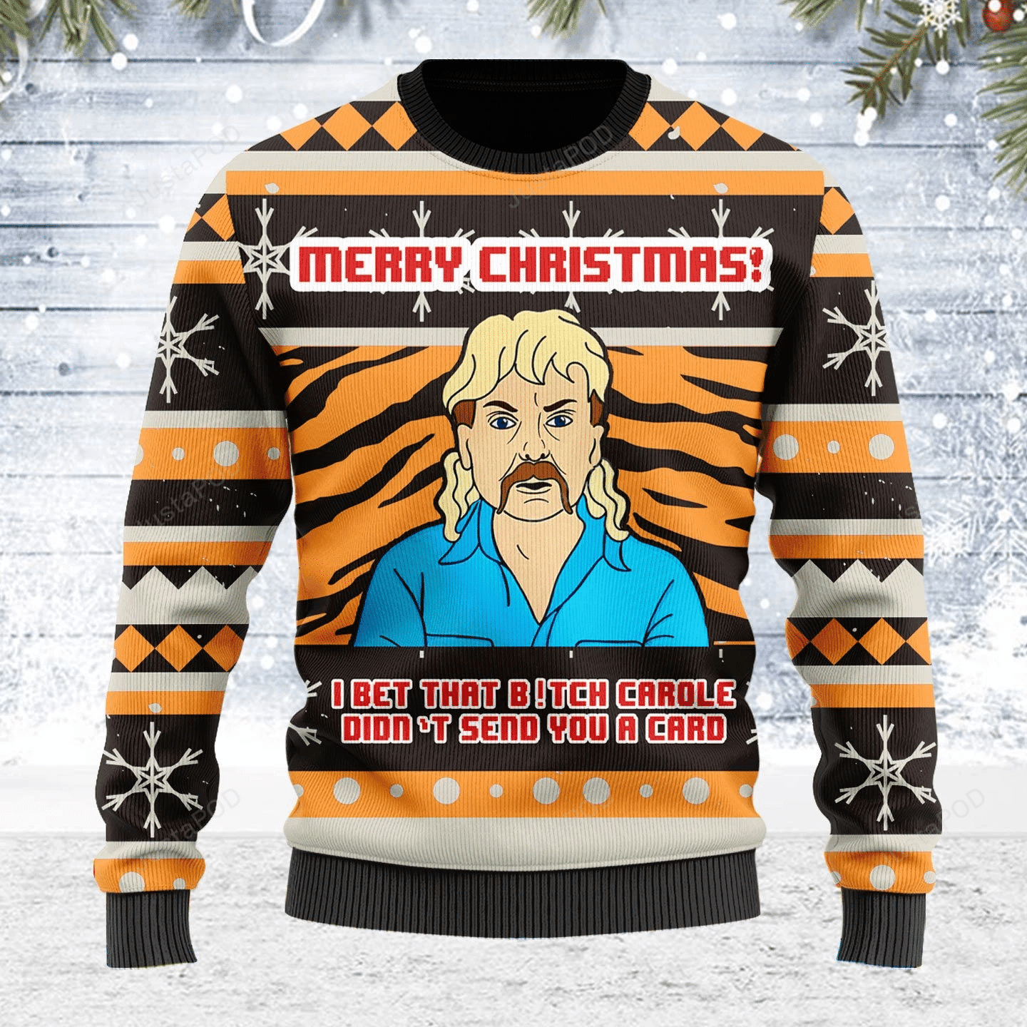 I Bet That B!Tch Didn'T Send You A Card Ugly Christmas Sweater Adult 3D Funny Matching for family