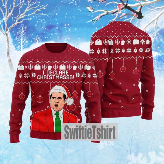 I Declare Christmas Michael Scott The Office ugly Sweater - Image 8