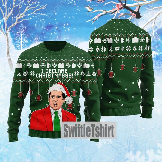 I Declare Christmas Michael Scott The Office ugly Sweater - Image 6