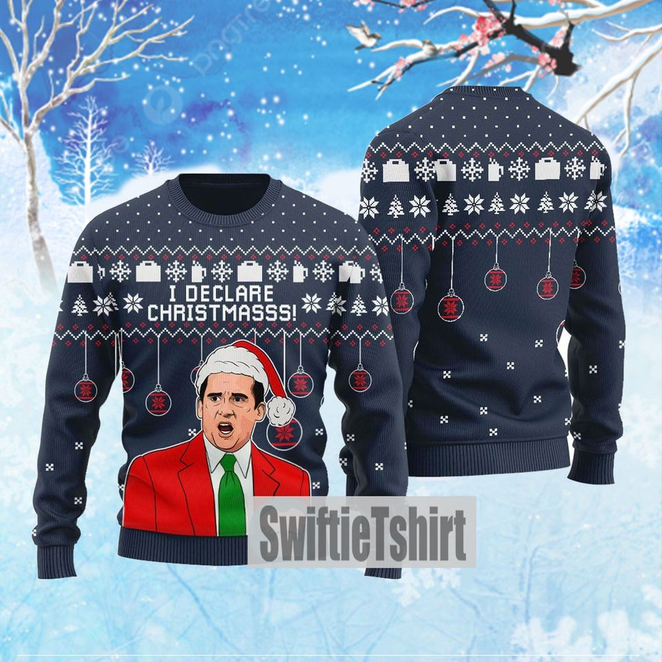 I Declare Christmas Michael Scott The Office ugly Sweater - Image 4