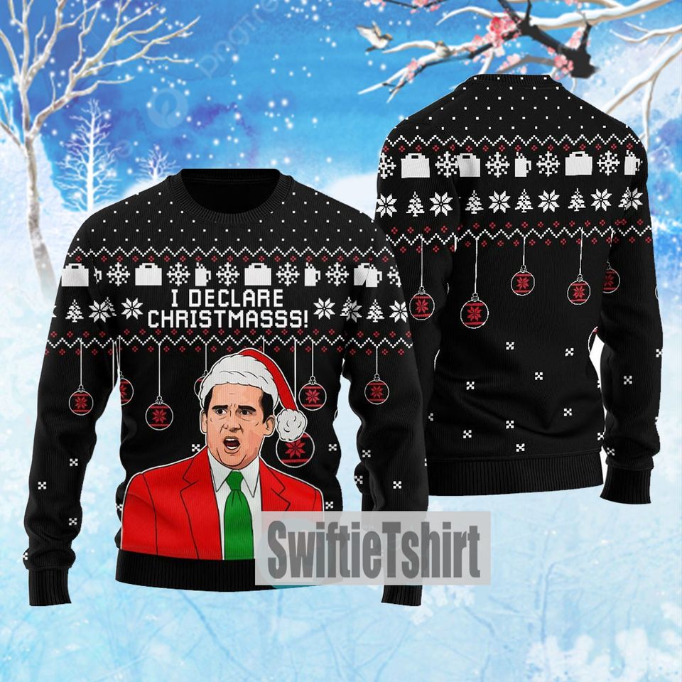 I Declare Christmas Michael Scott The Office ugly Sweater - Image 2