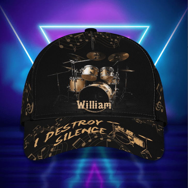 I Destroy Silence Cap, Personalized Classic Cap for Men, Women, Custom Name Hat for Music Players, Friends Trucker Hats Custom Hats Gifts For Men & Women