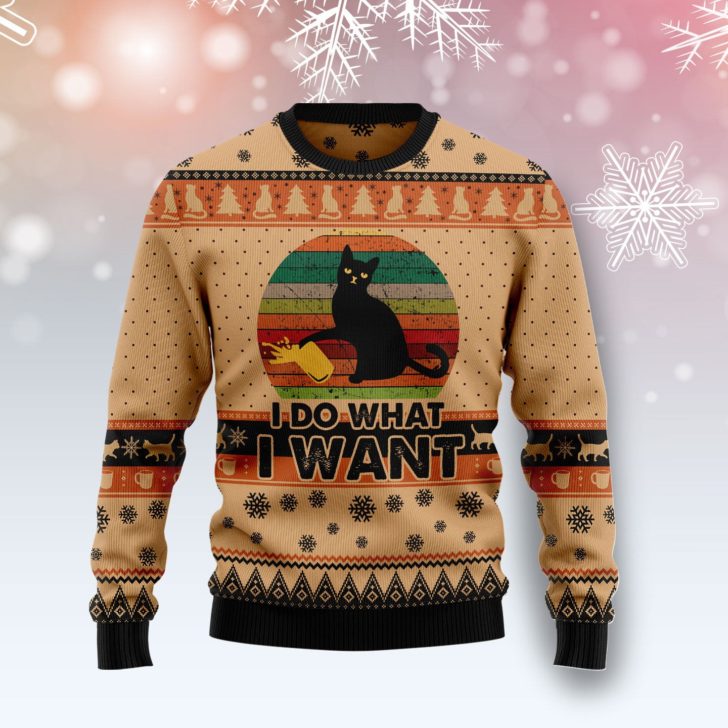I Do What Want Black Cat Ugly Christmas Sweater